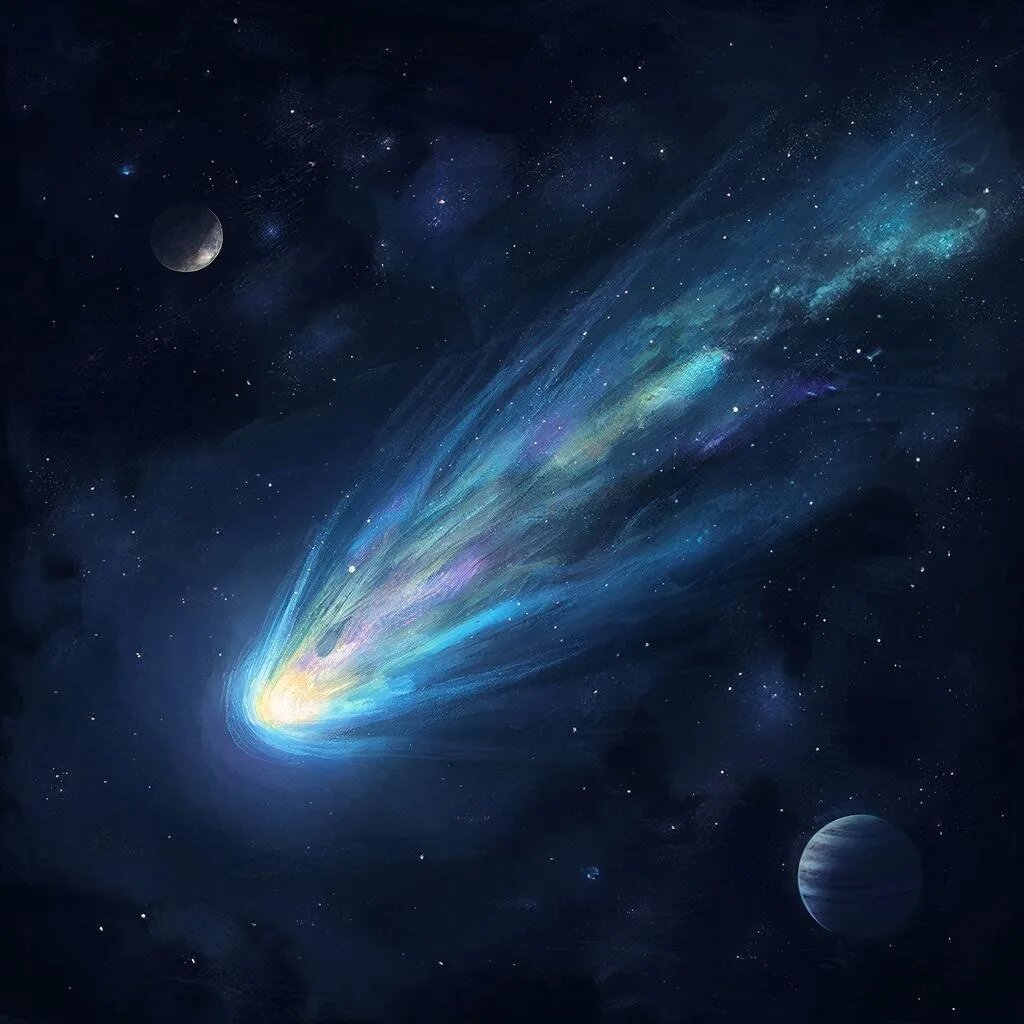 Комета. Иллюстрация сгенерирована нейросетью