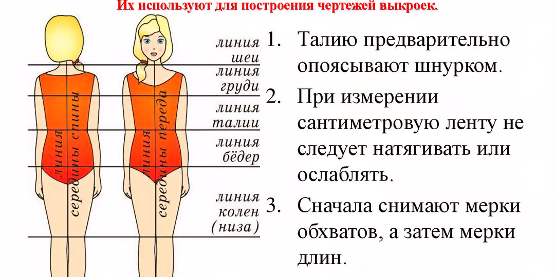 Как правильно снимать мерки? Основные мерки для построения выкройки женского платья