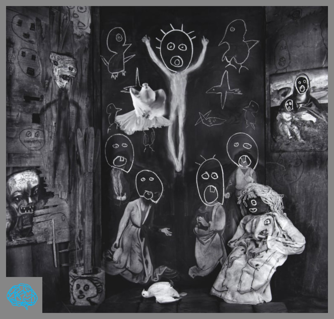 Иллюстрация: Фотограф Roger Ballen SOUTH AFRICAN
Ascension, 2013, Asylum of the Birds Series
Темой многих его работ является иррациональный, глубинный страх.
Гротеск, тени, животные, детские рисунки, замкнутые пространства.
Его фотографии пугают на подсознательном уровне.
Страх, идущий изнутри, из хаоса психики.