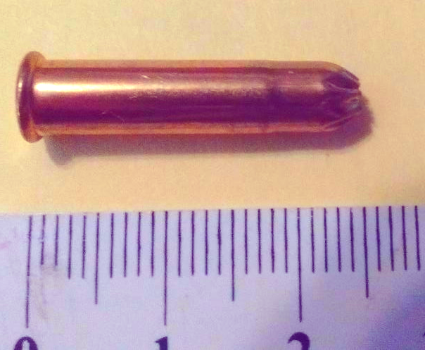 Патрон .22 LR с мелкой дробью. Очень похож на холостой. (Фото - общественное достояние)