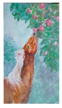 Лада Аюдаг, «Конь с яблоками», 2025 год. Бумага, акварель.