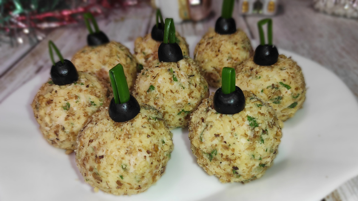 Закуска "Ёлочные шарики" на праздничный стол. 