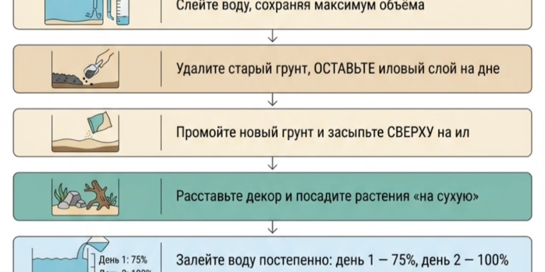 Как перезапустить аквариум с полной заменой грунта?