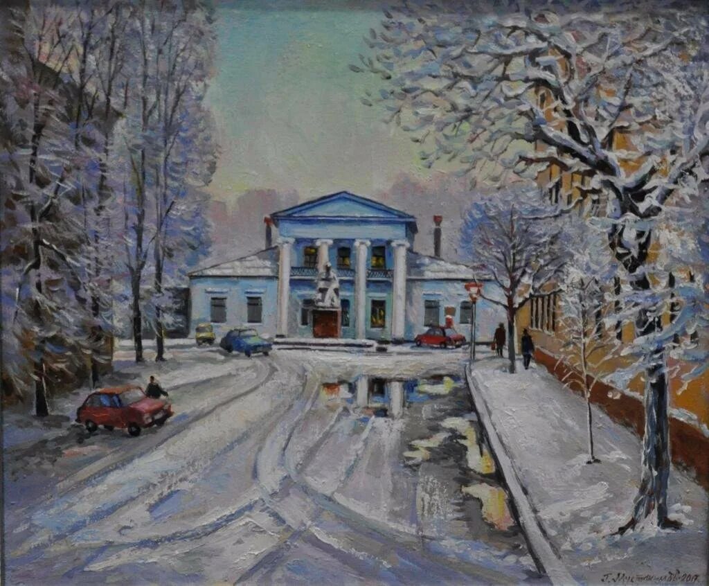 Не нашла имя художника. Вид на здание водолечебницы, одно из старейших из созранившихся в городе. Перед ним памятник Далю. (Тому самому). А за углом и домик Даля, где он родился прожил ранние детские годы.