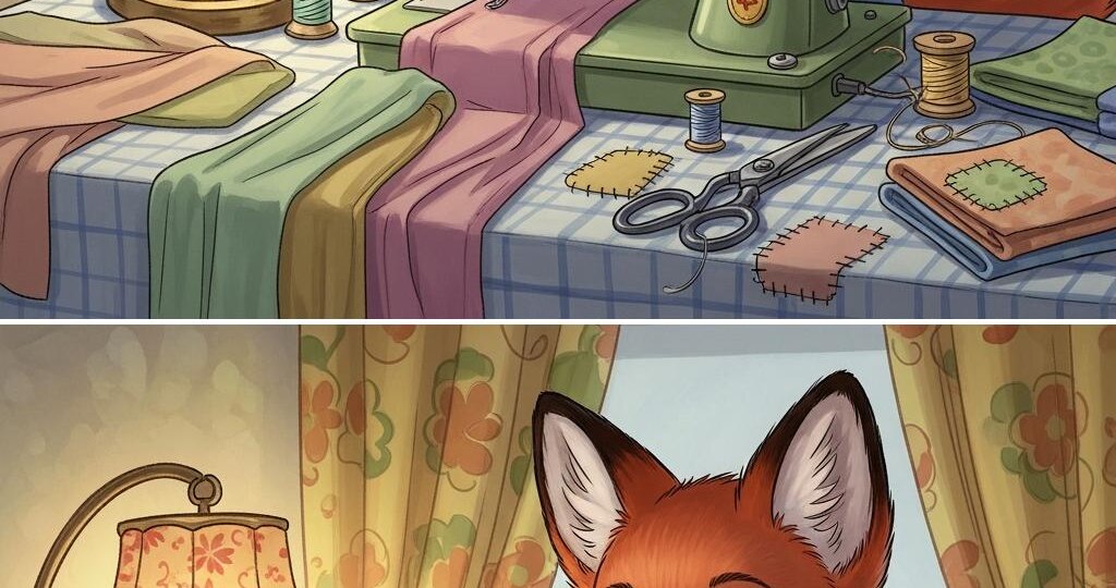 Тест на внимание. Лисичка-мастерица за швейной машинкой. 5 отличий.