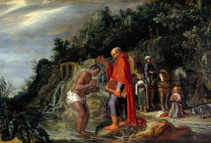 Рис. 2. Крещение евнуха пресвитером Филиппом. Картина Питера Ластмана (1583-1633). Берлинская картинная галерея (Berliner Gemäldegalerie) 