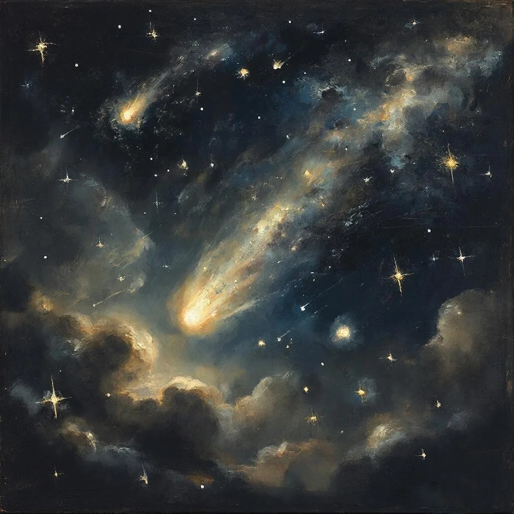 Комета. Иллюстрация сгенерирована нейросетью