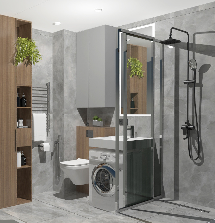 Совмещенный санузел квартиры студии