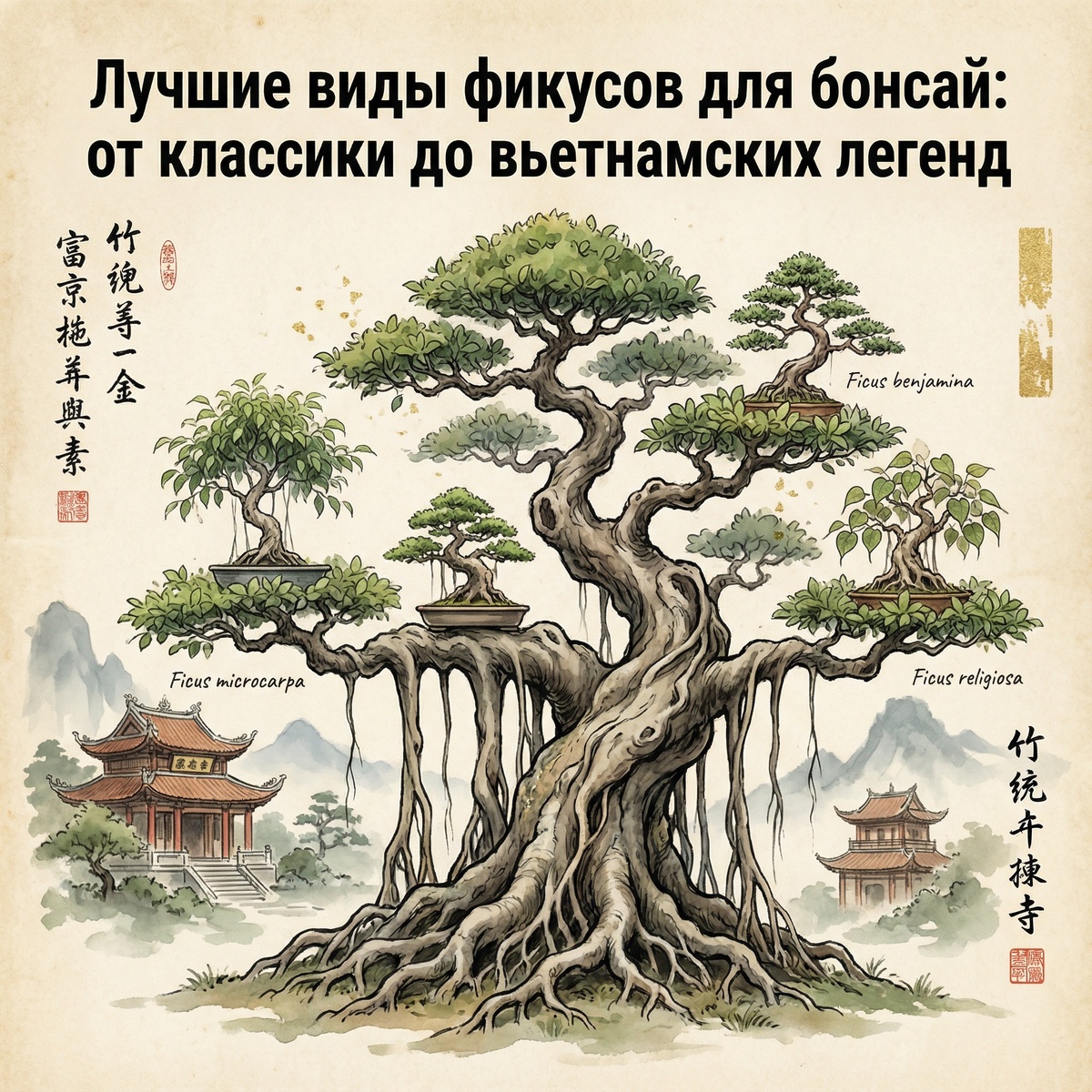 Лучшие виды фикусов для бонсай: от классики до вьетнамских легенд