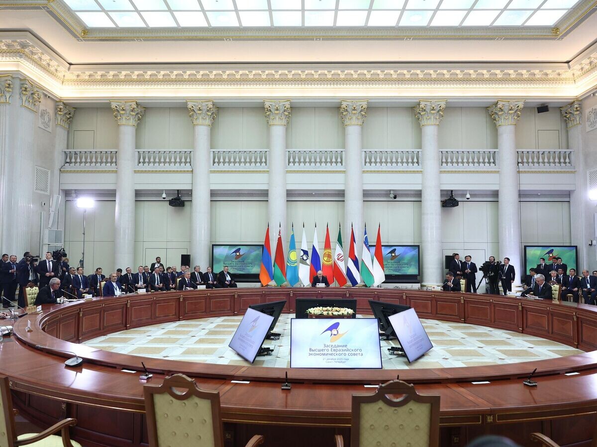    Президент РФ Владимир Путин на заседании Высшего Евразийского экономического совета в расширенном составе в Санкт-Петербурге | © РИА Новости / POOL