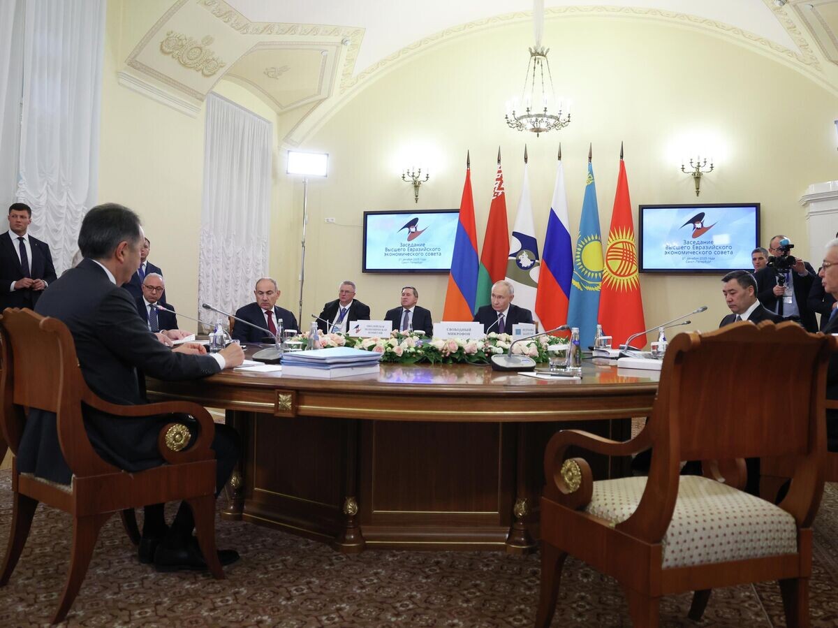    Президент РФ Владимир Путин на заседании Высшего Евразийского экономического совета в Санкт-Петербурге | © РИА Новости / POOL