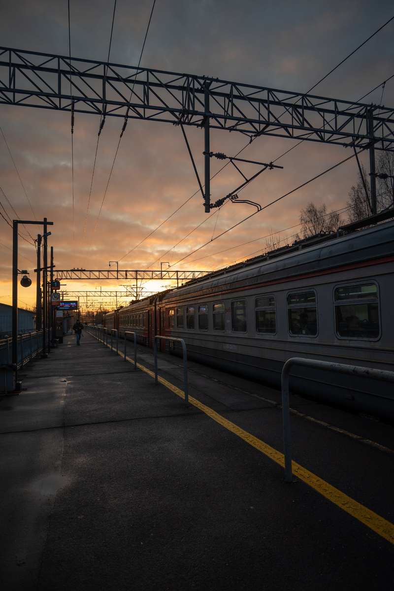 Электропоезд на платформе станции Левашово