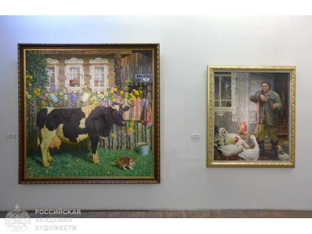 Фрагмент экспозиции «Династия художников Кугачей. Живопись. Реализм» в МВК РАХ (Москва, Пречистенка, 19). Фото: Виктор Берёзкин, пресс-служба РАХ. 2025.