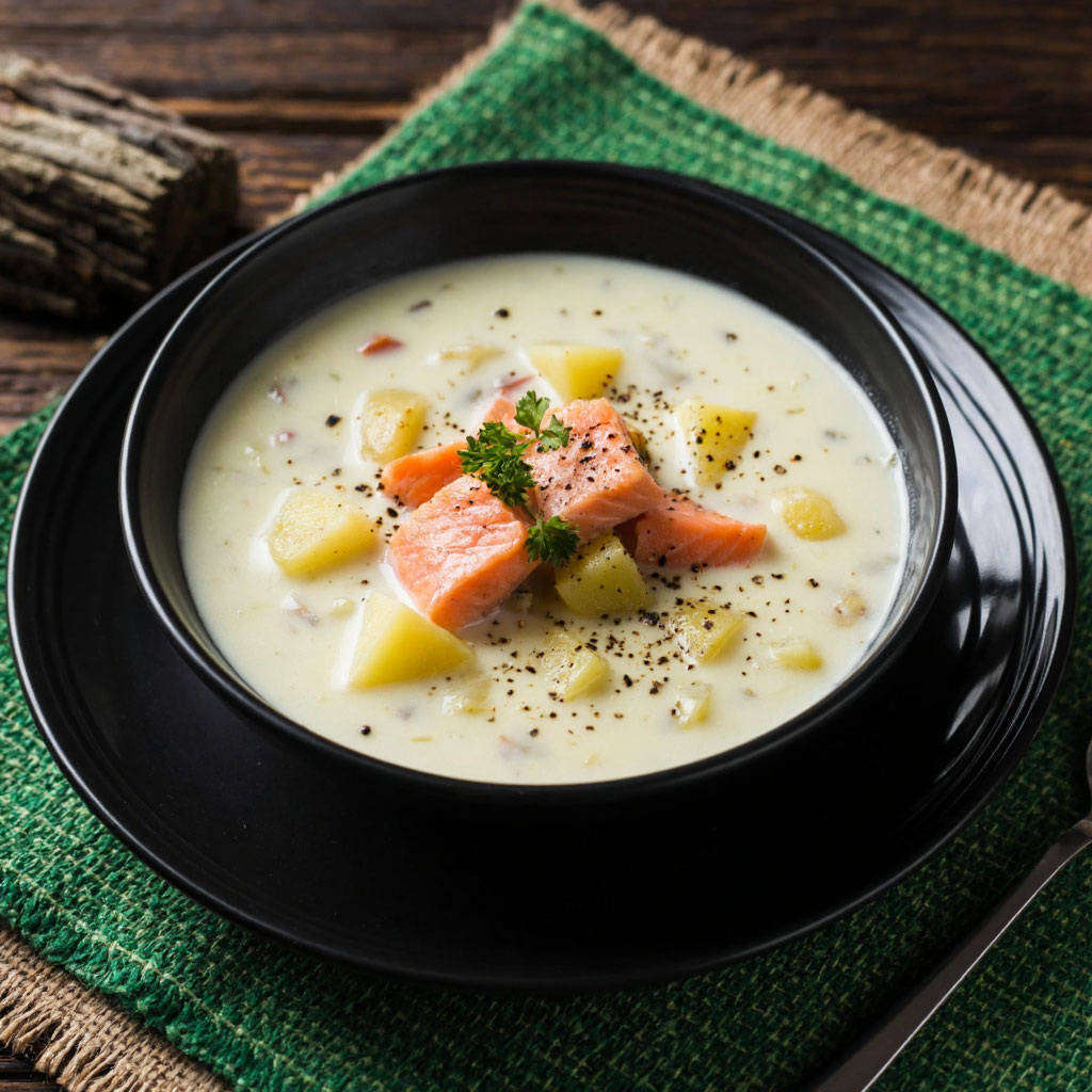 Нежный суп из лосося со сливками — простой рецепт