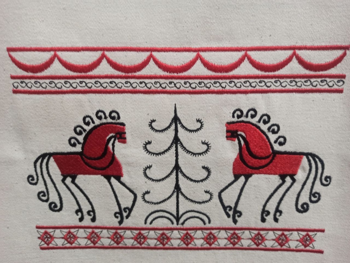 Лошадки на сумке из натурального хлопка