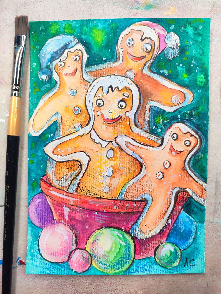 Открытка на Новый год. Рисую всегда в единственном экземпляре. Повтор не возможен. 