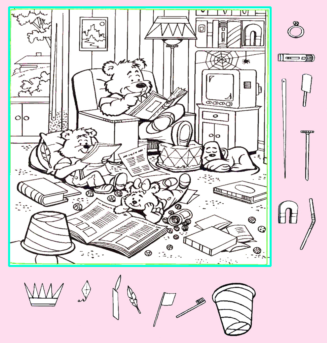 Тест на внимательность: найди кольцо, фонарик, иголку и другие предметы на картинке. Картинка подготовлена автором