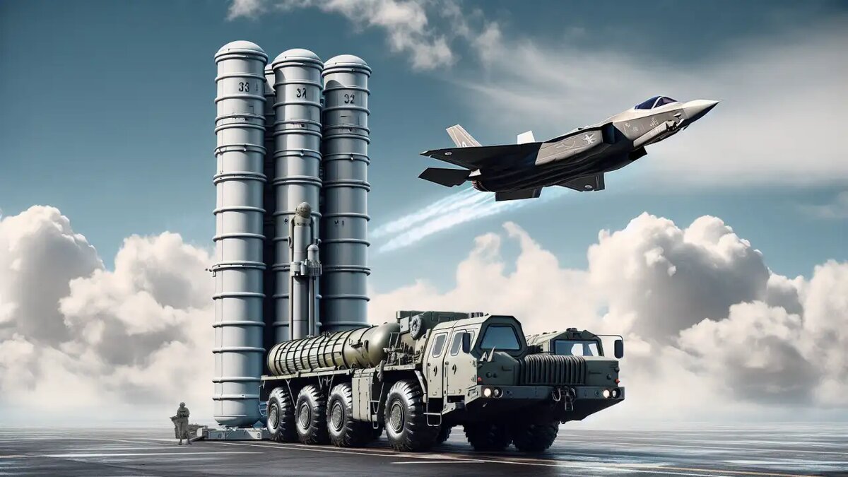    C-400 и F-35, художественное изображение. © Dall-E / Ridus.ru