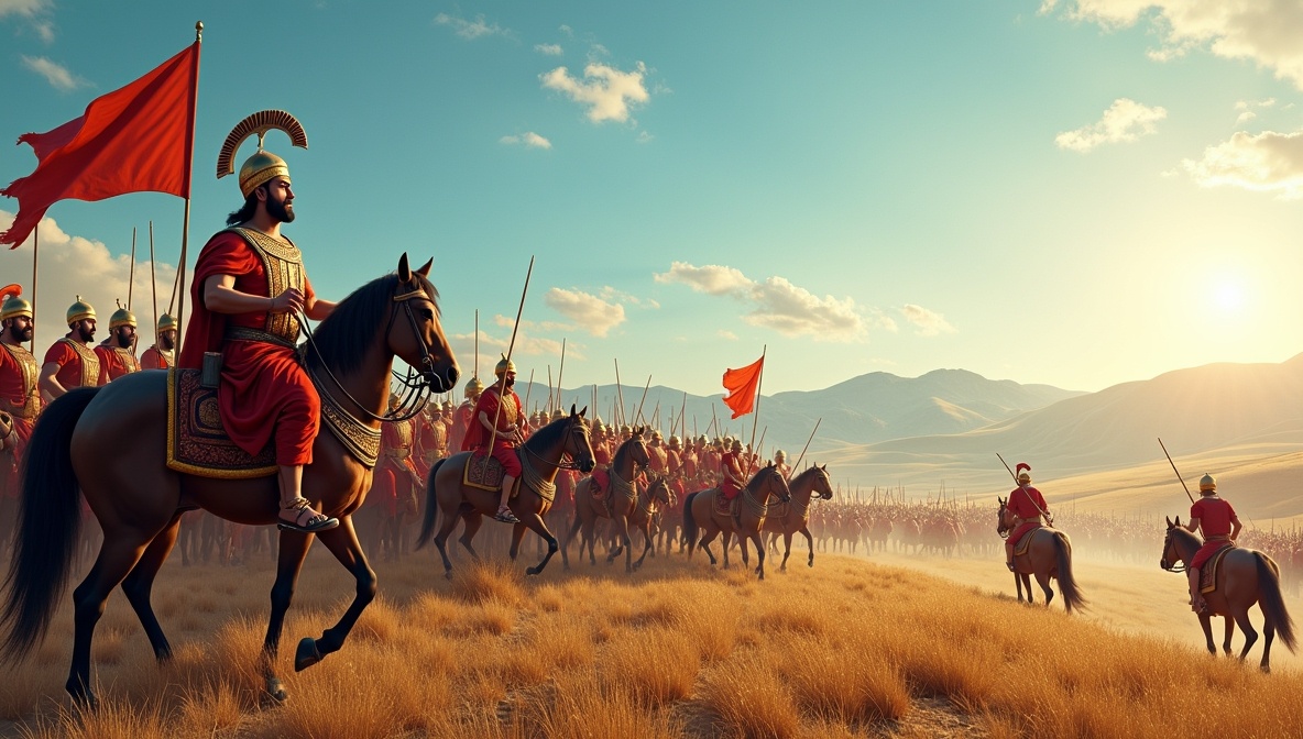 Гипотетическая реконструкция похода воинов Дария I против скифов.