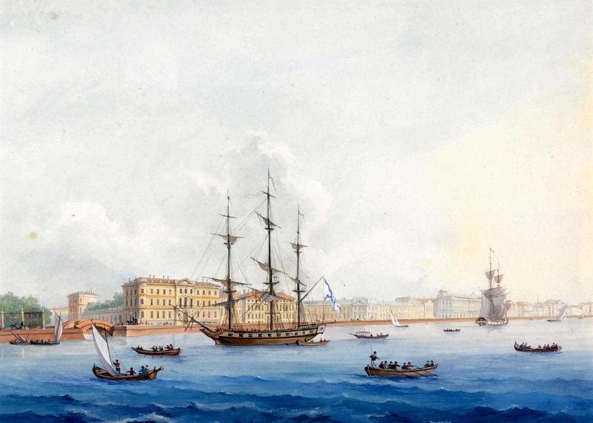 Дворцовая набережная в Санкт_Петербурге. Начало ХIХ в.