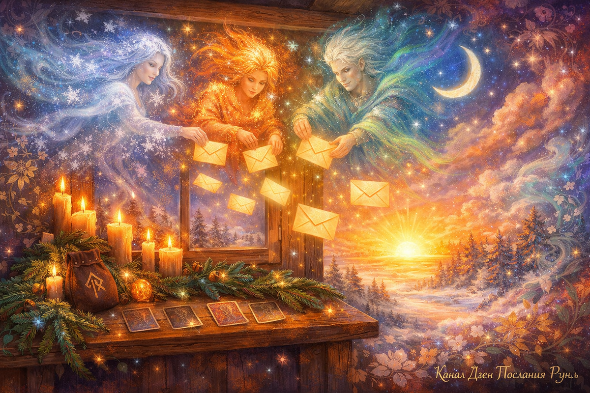 Йольский алтарь, руны и послания духов
Уютный дом, свечи, рунический мешочек и невидимые помощники Йоля — идеальная иллюстрация для тех, кто ищет гадание на рунах онлайн, практики зимнего колдовства и точные предсказания на новый цикл. Привлекает внимание любителей рунических раскладов и магии Йоля.