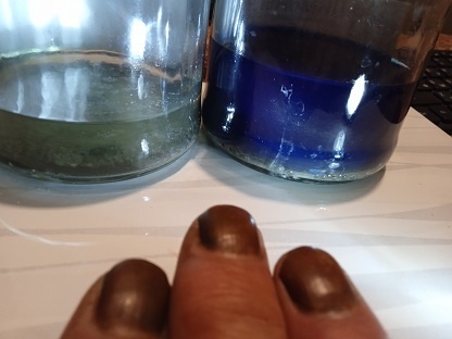 Вот мои ногти с восстановленной медью в структуре ногтей после купания в медноаммиачном растворе после чего я и решил, что это идеальное средство от грибка ногтей.