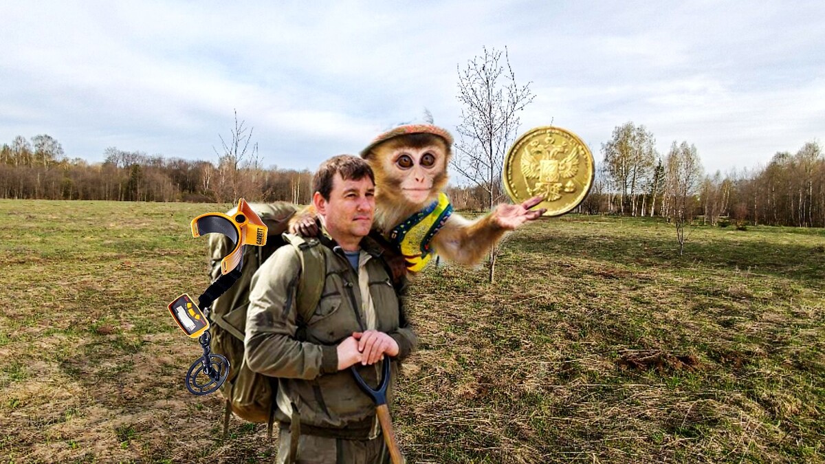 Обезьянка и кладоискатель.