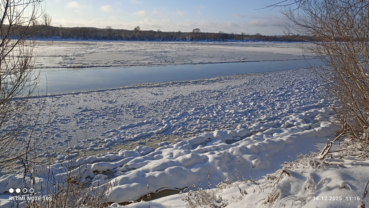 Становление льда на реке Вятке. Фото автора.