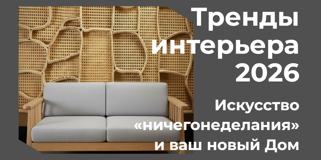 Что будет в тренде в 2026-м? Переосмысление комфорта в интерьере и искусство "ничегонеделанья". Читайте статью.