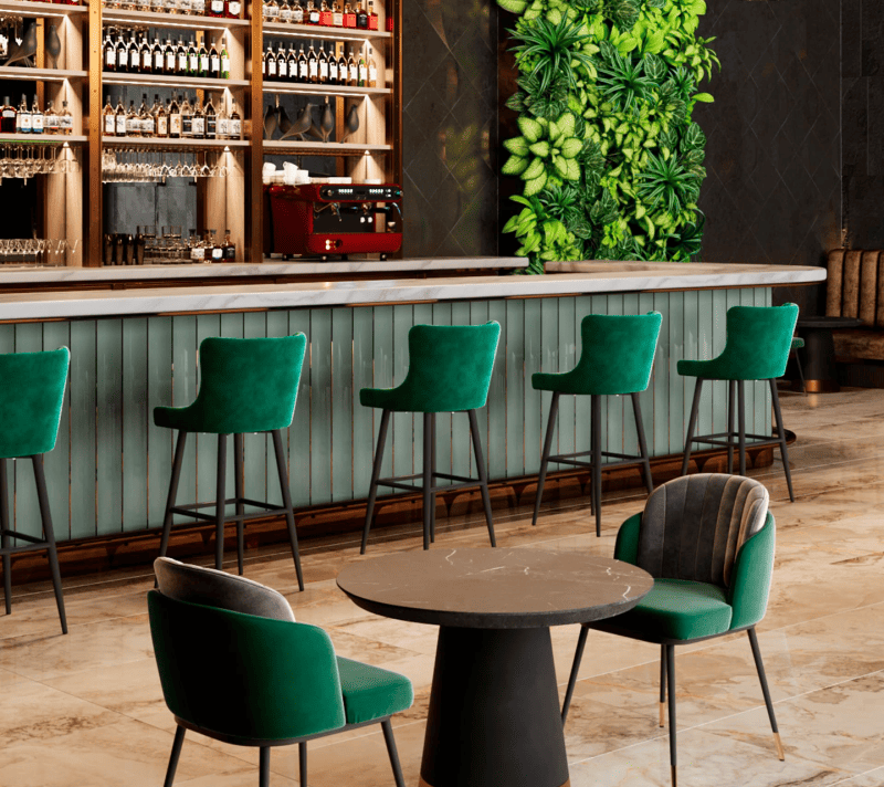 Стул барный Ститч велюр изумрудный