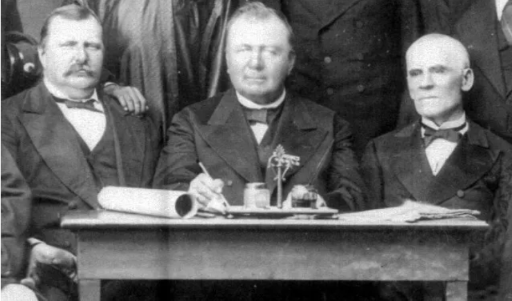 Михаил Сибиряков, Яков Немчинов, Иван Базанов, компаньоны-золотопромышленники. Из открытых источников