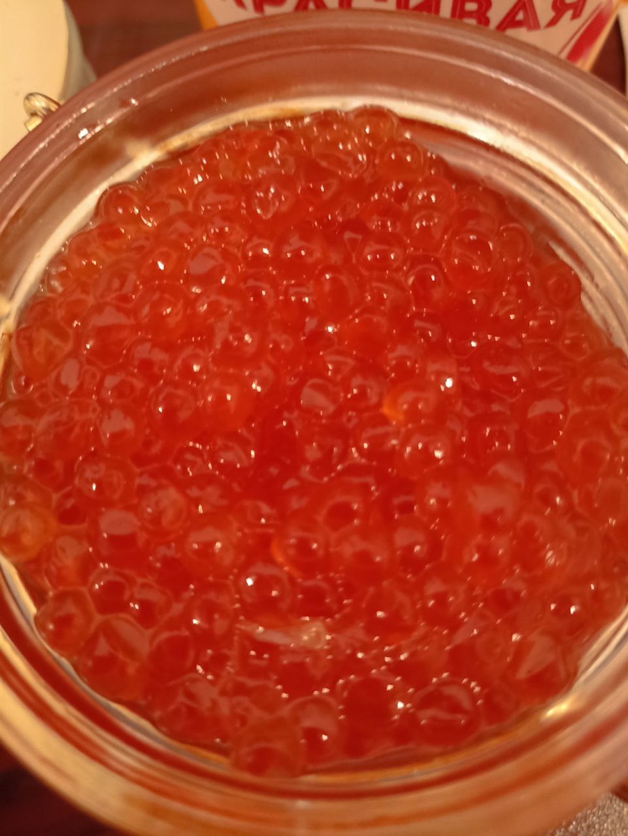 икра осетровая, красная, свежая, фото в натуральную величину