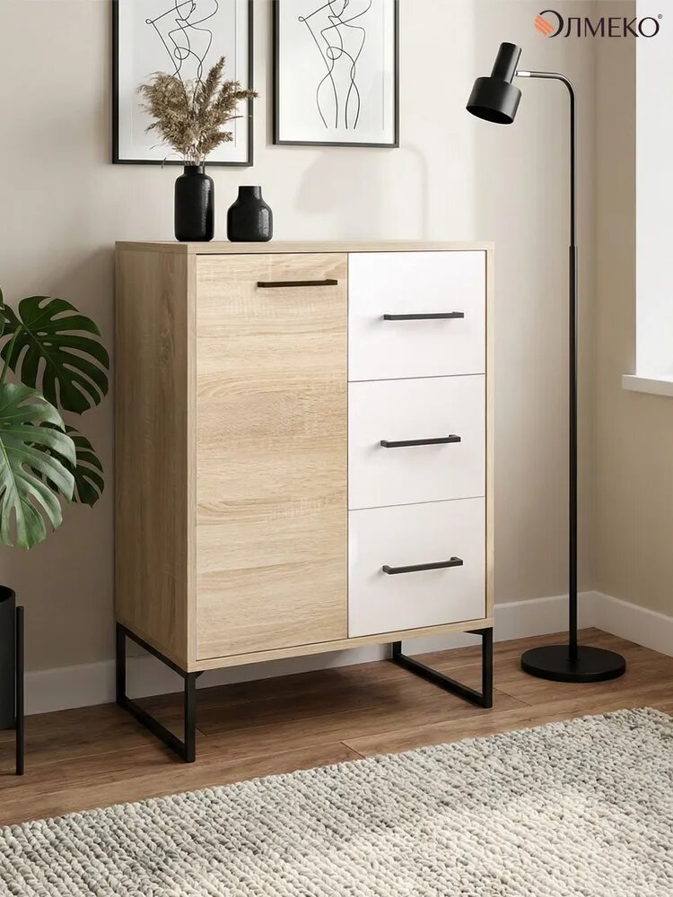 Комод деревянный отлично впишется в атмосферу лофта, дополнит классический или современный интерьер и станет отличным решением для хранения в детской комнате.

Комод на ножках не только выглядит более легким и воздушным, но и обеспечивает надежную вентиляцию нижней части, что упростит уборку. Также такая конструкция позволит разместить его под телевизором, использовав его в качестве стильной тумбы.