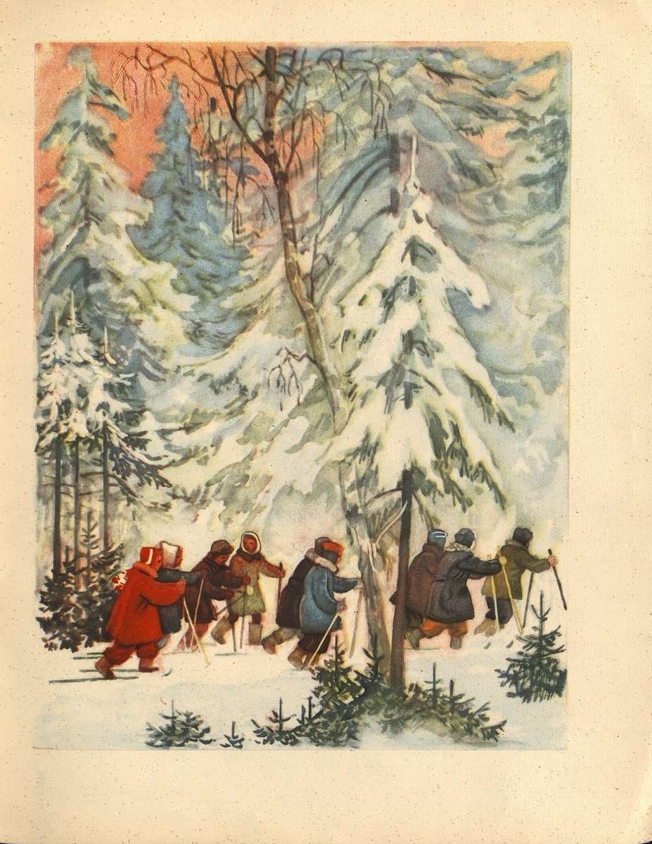 С. Маршак. Костер в снегу, Детгиз, 1951 г., худ. Н. Цейтлин. Источник: https://nebdeti.ru