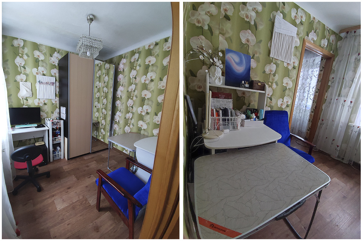 Вот теперь я смогла поставить этот маленький столик, при этом можно пройти к шкафу и ничего не мешает. А столик легко передвинуть к окну.