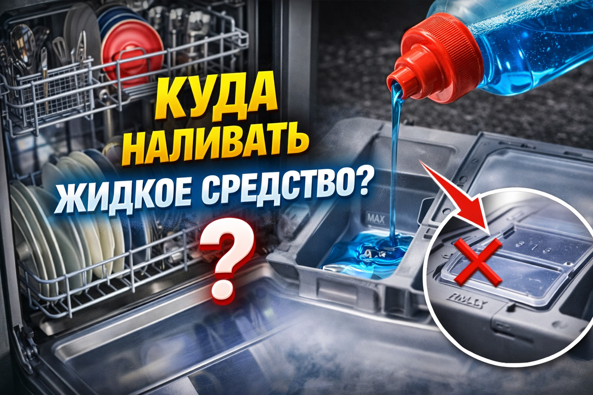 Куда заливать жидкое средство для посудомоечной машины
