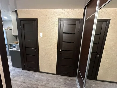 Межкомнатные двери с черным стеклом. Фото с сайта ФабрикаДверей.РФ