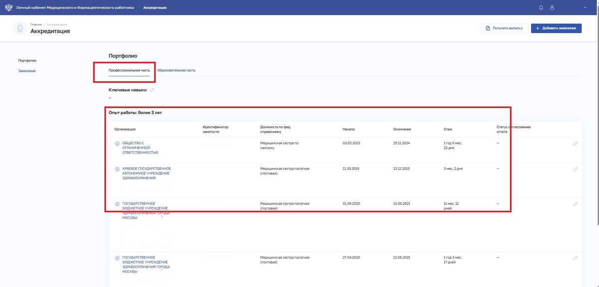 Раздел ФРМР Аккредитация - Профессиональная часть
