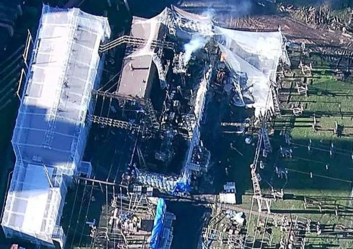 Подстанция Запорожского железорудного завода в селе Малая Белозерка Запорожской области, повреждённая в результате ударов дронов-камикадзе, источник Телеграм-канал Военный Осведомитель