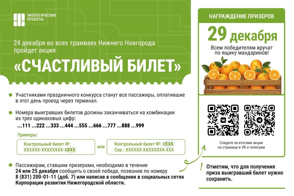    Акция «Счастливый билет» пройдет в трамваях Нижнего Новгорода 24 декабря