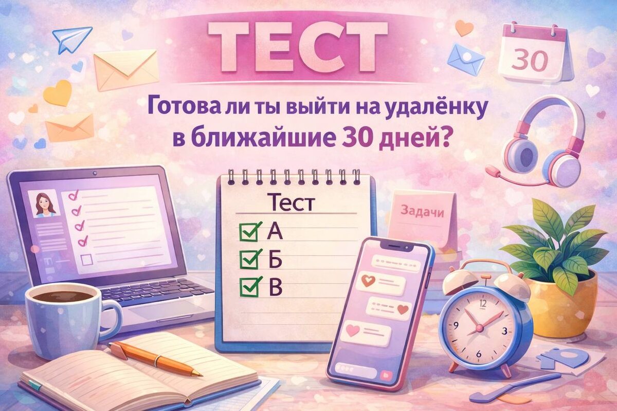ТЕСТ Готова ли ты выйти на удалёнку в ближайшие 30 дней?