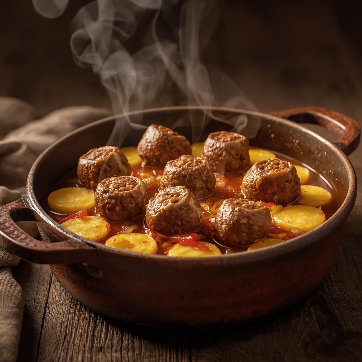 Рулетики на картофнльной подушке