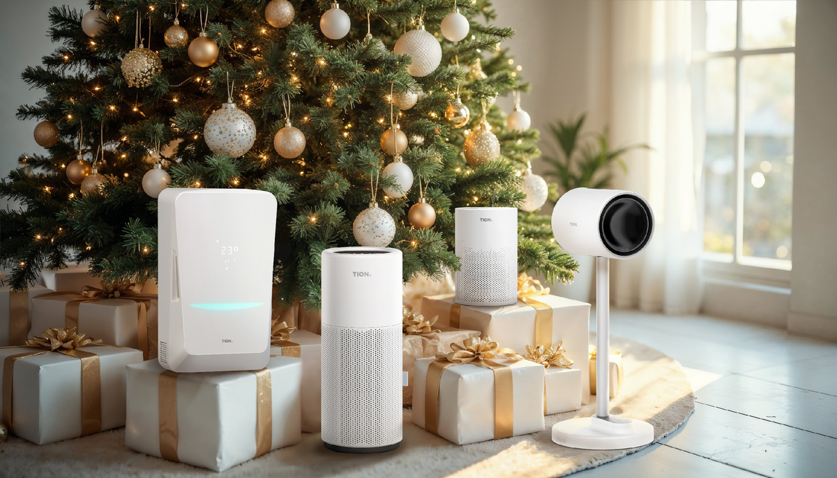 Слева-направо бризер Bio X, увлажнитель Iris, очиститель TION IQ 200, вентилятор Tulip