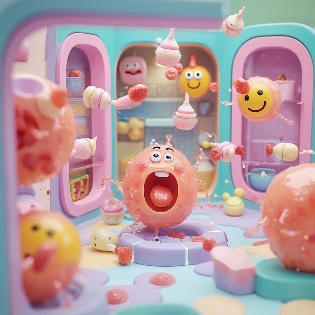 Промт был такой: нарисуй клетки организма, которые усваивают глюкозу без инсулина, в мультяшном стиле. 