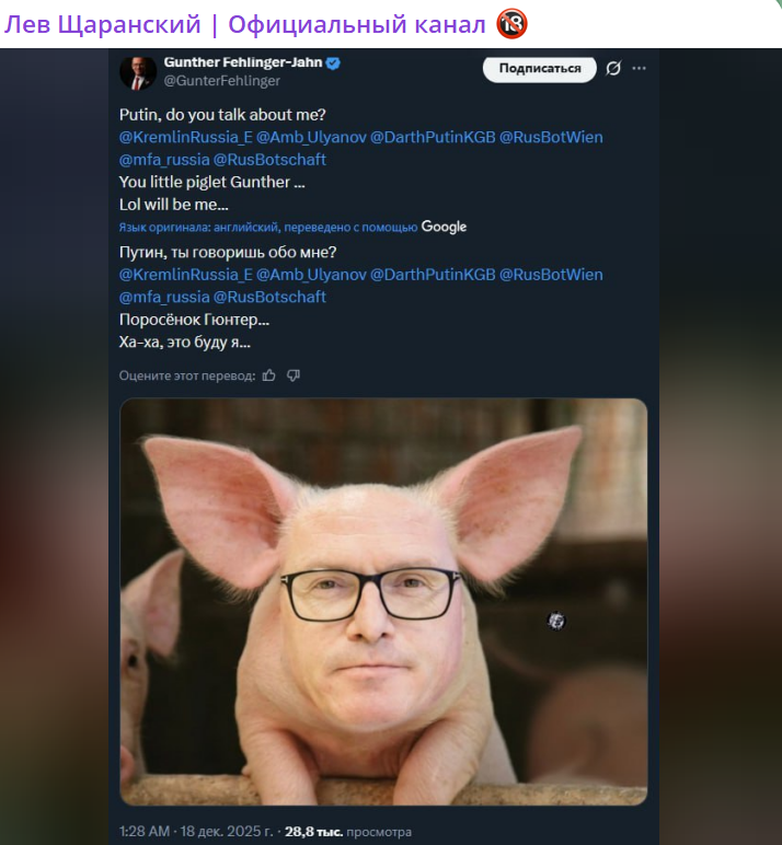    Скриншот:Telegram/Лев Щаранский | Официальный канал