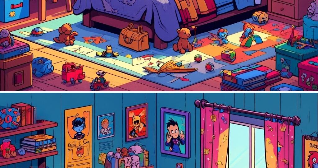 Тест на внимание. Тайны детской комнаты. 10 отличий.