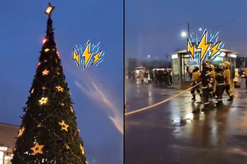    Елочка загорелась у Дыбенко. Фото: Питер Решает / vk.com/spb_today