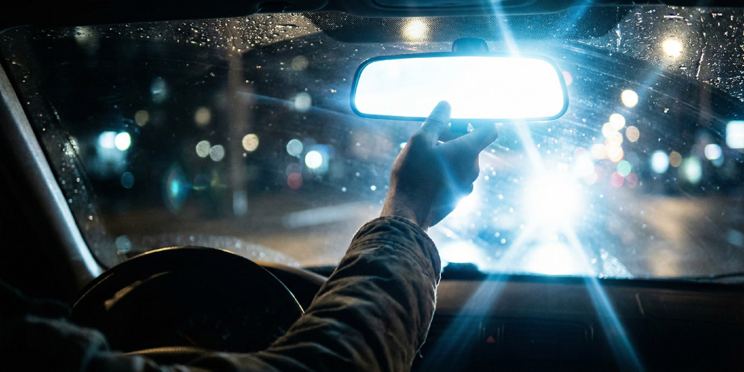 «Сварщик» сзади: как спасти глаза, если слепят через зеркала? (Трюк с рычажком, о котором многие забыли)