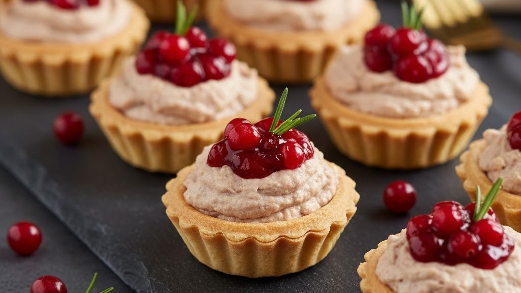 Тарталетки с паштетом и клюквой