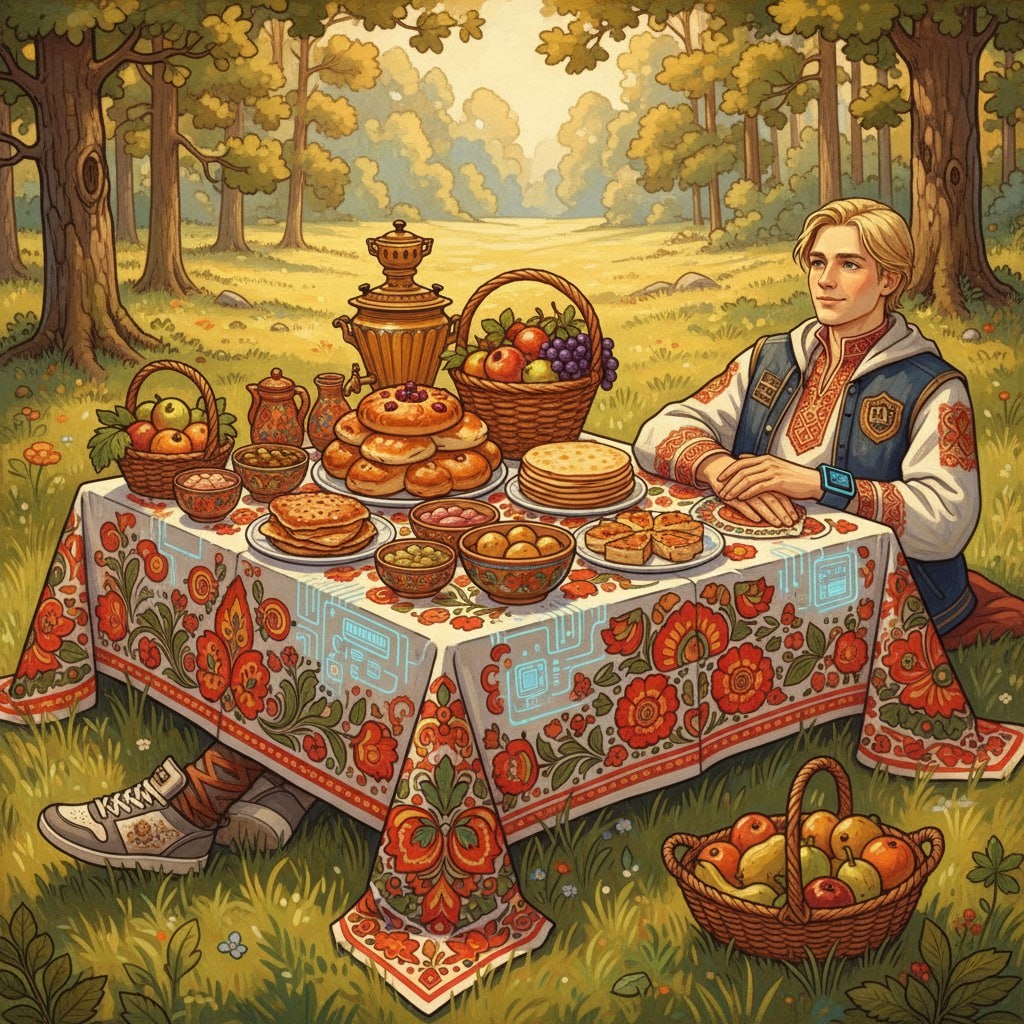 Демонстрация работы скатерти-самобранки